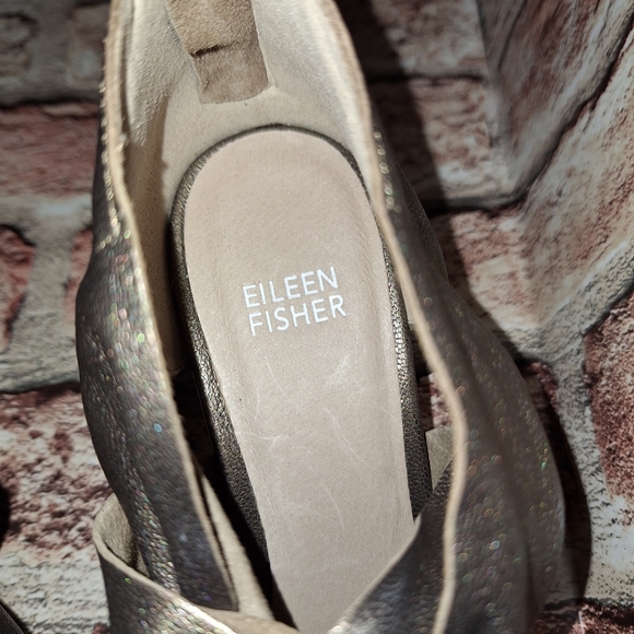 Eileen Fisher 'Mary' Twist Front Metallic Leather Wedge Pump - Bronze - Picture 14 of 16